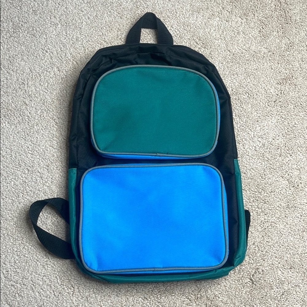 Sleek Black and Blue Color-Block Backpack - Picture 1 of 2